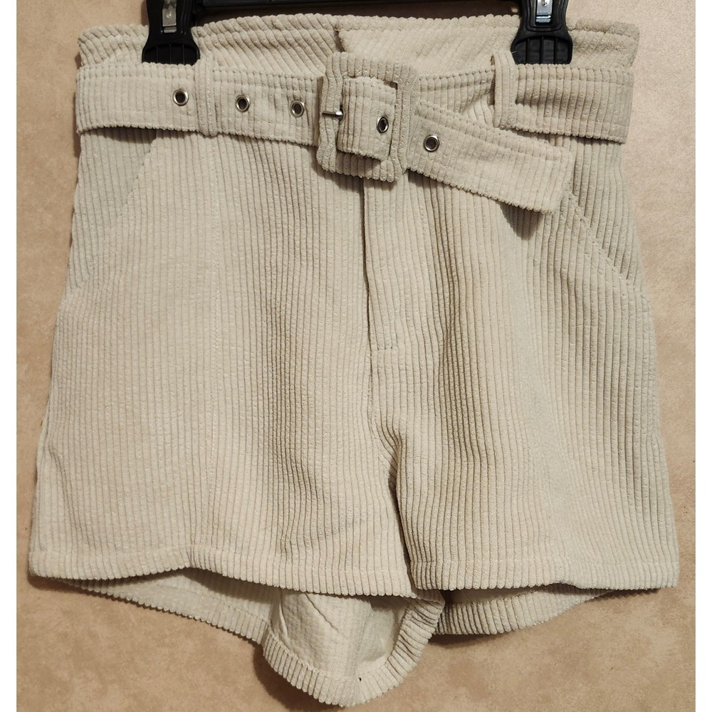 Altar'd State Cream Corduroy Belted High Waisted Shorts Beige XS MP9214-3
